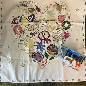 Anthropologie Christmas Tea Towel & Mug